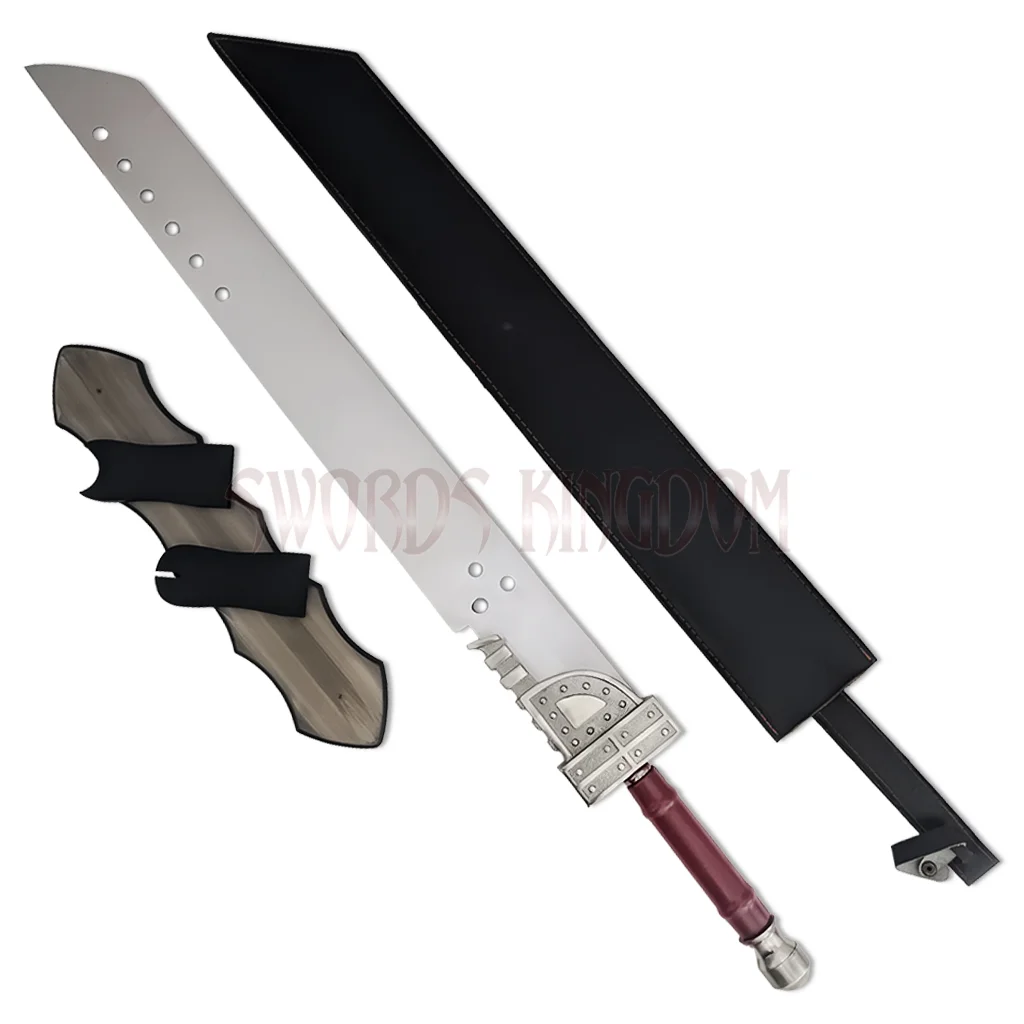 Final Fantasy Zack Mini Cloud Buster Sword with black sheath and wall display plaque Final Fantasy Zack Mini Cloud Buster Sword