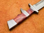 Dandmade Damascus Bowie Knife Rose Wood Handle Leather Sheath