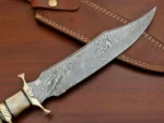 Handmade Damascus Custom Camel Bone Bowie Hunting Knife - Image 4