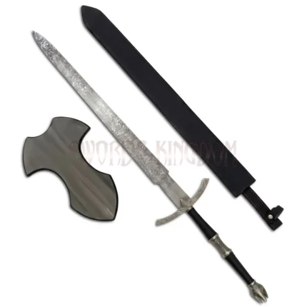 Witch King Sword replica antique finish with leather sheath and wall display plaque (1)