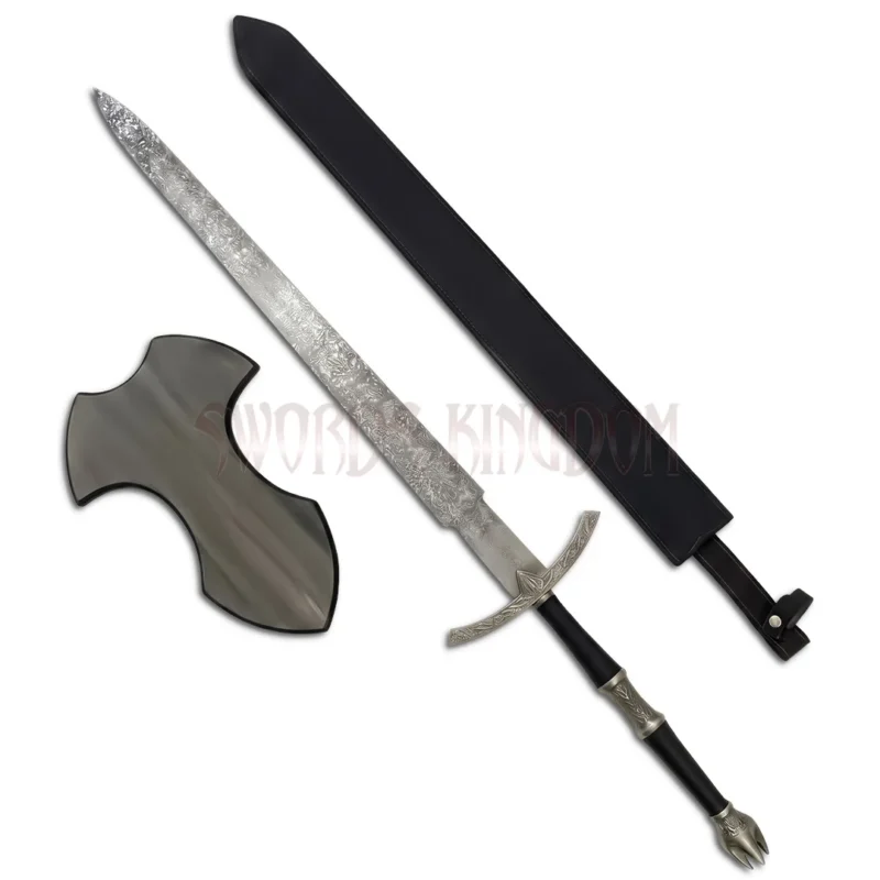 Witch King Sword replica antique finish with leather sheath and wall display plaque (1)