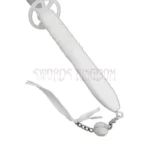 Close-up of the Sode no Shirayuki Anime Sword white wrapped handle with circular guard and detailed craftsmanship.