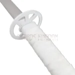 Full view of the Sode no Shirayuki Anime Sword featuring a white handle, elegant curved blade, and decorative tassel.