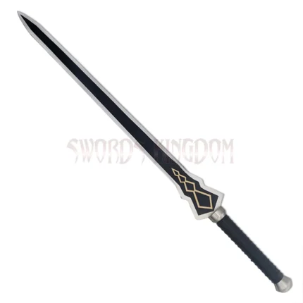 Full view of the Yuuki Konno Sword anime replica featuring a black blade, wrapped handle, and silver fittings.