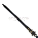 Close-up of the Yuuki Konno Sword black blade with gold geometric detailing inspired by Sword Art Online.