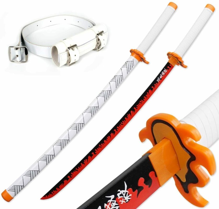 41" Demon Slayer Kyojuro Rengoku Samurai Sword Wooden Katana