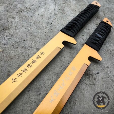 2 Pc Combat Fantasy Ninja Gold Sword Set