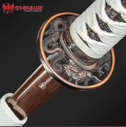 Shinwa White Knight Black Katana Damascus Steel Sword Hand Forged