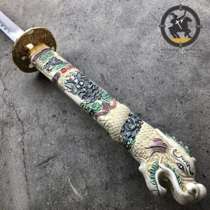 New Carbon Steel Blade White Dragon Samurai Sword