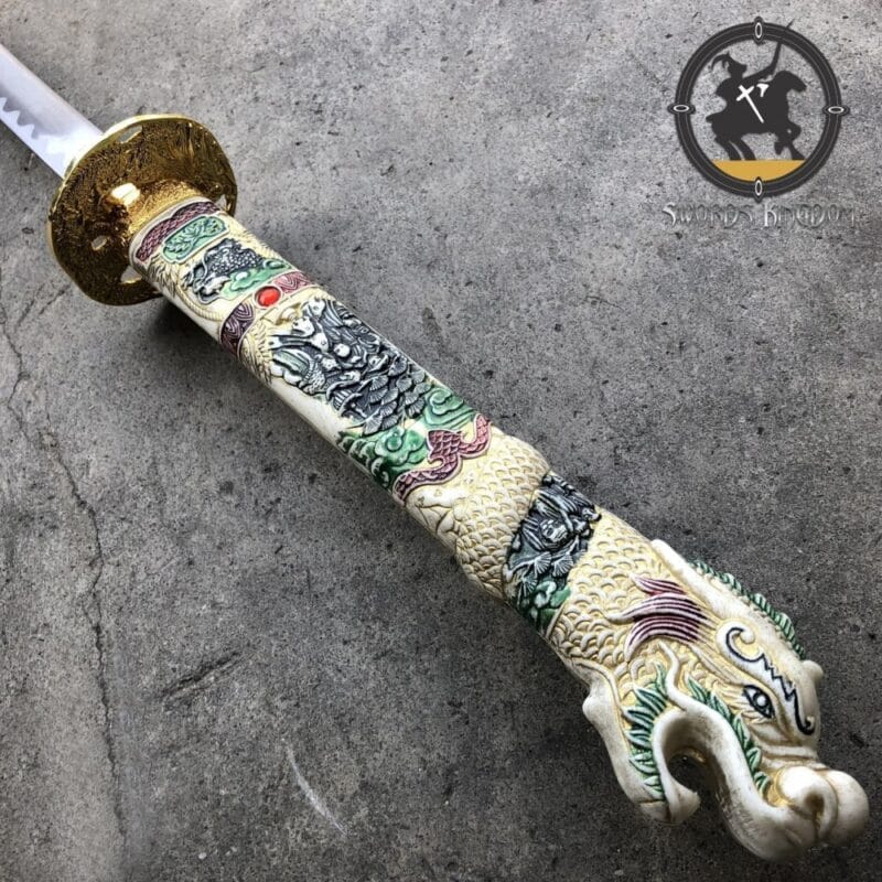 New Carbon Steel Blade White Dragon Samurai Sword