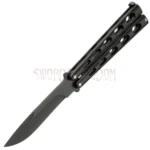 Slotted butterfly knife with folding design