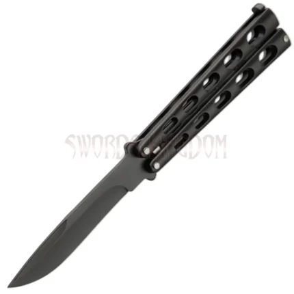 Slotted butterfly knife with folding design