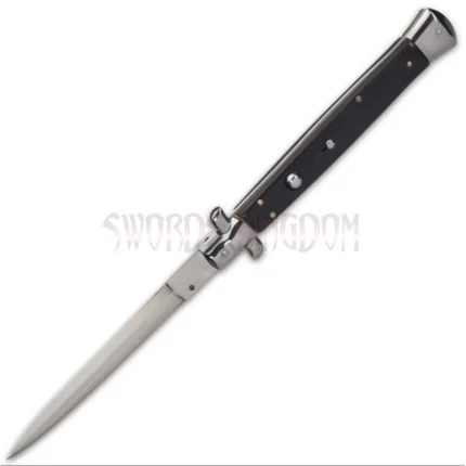 Automatic Italian black stiletto knife with push button open