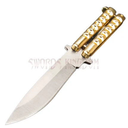 Gold Gyro Butterfly 9-inch knife with skeletonized handle