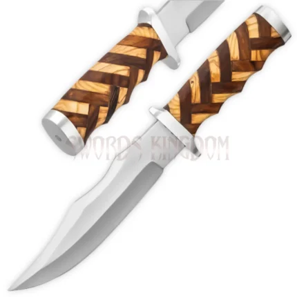 Handcrafted Bowie knife with wood handle and sheath