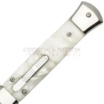 Pearl automatic OTF stiletto knife with sleek pearl finish