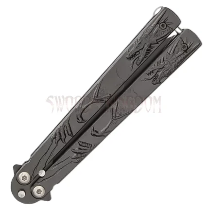 Dragon Fighter butterfly knife with detailed handle design