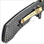 Shadow Warrior pocket knife with assisted opening and black gold design
