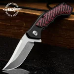 HIBBEN RED WHIRLWIND POCKET KNIFE - 7CR17 STAINLESS STEEL BLADE, G10 AND 6061 ALUMINUM HANDLE, POCKET CLIP