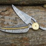 Purely Handmade Damascus Leaf Pocket knife With Free Leather Sheath