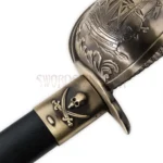 Pirate cutlass sword featuring a ship-inspired hilt and scabbard