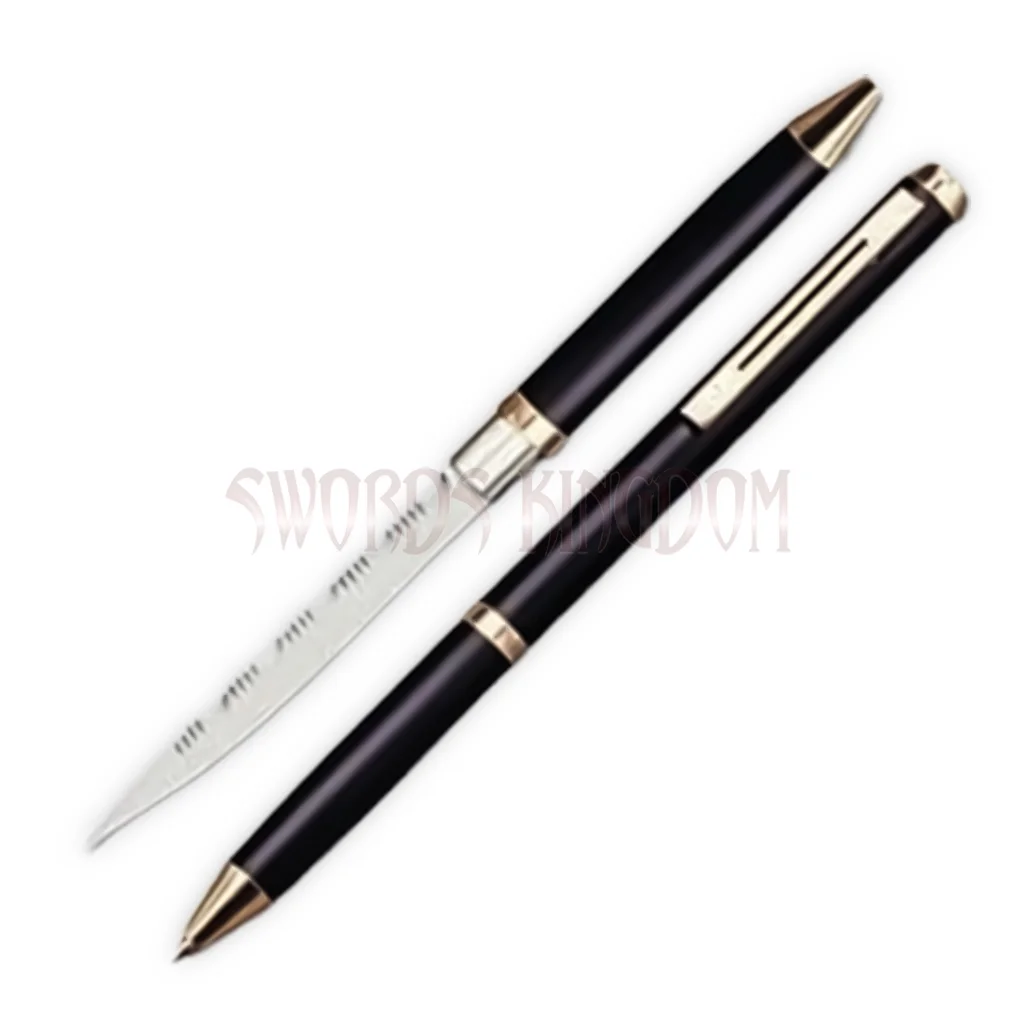 black-serrated-ink-pen-knife. Black serrated ink pen knife