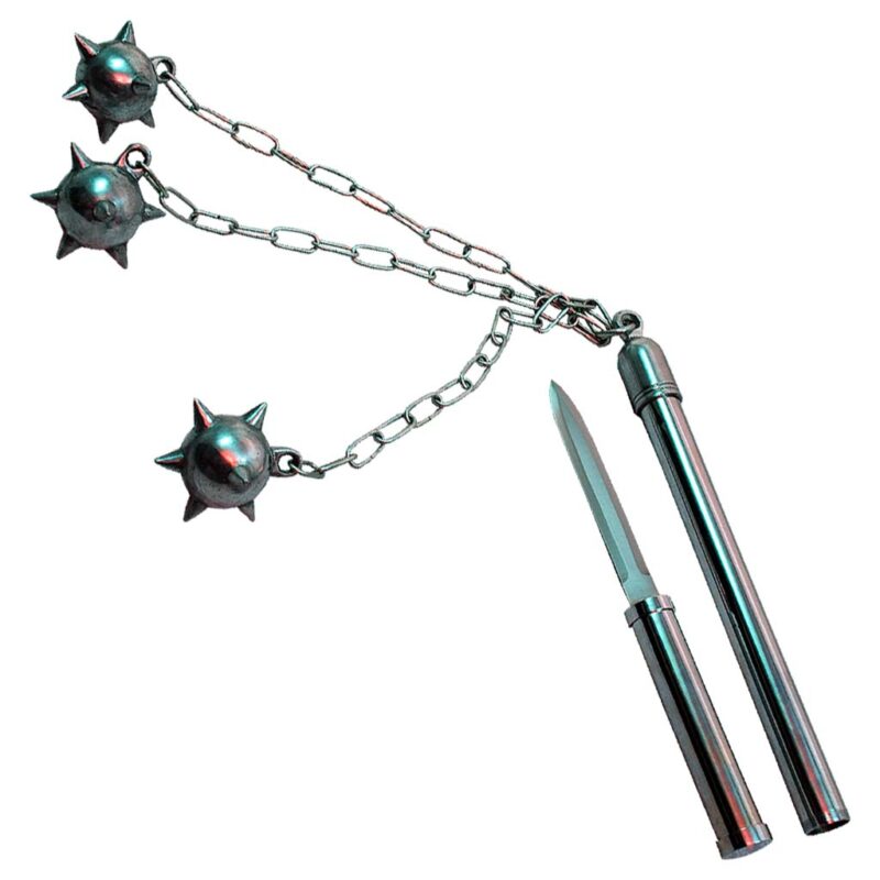 Triple Spiked Flail Mace with Knife