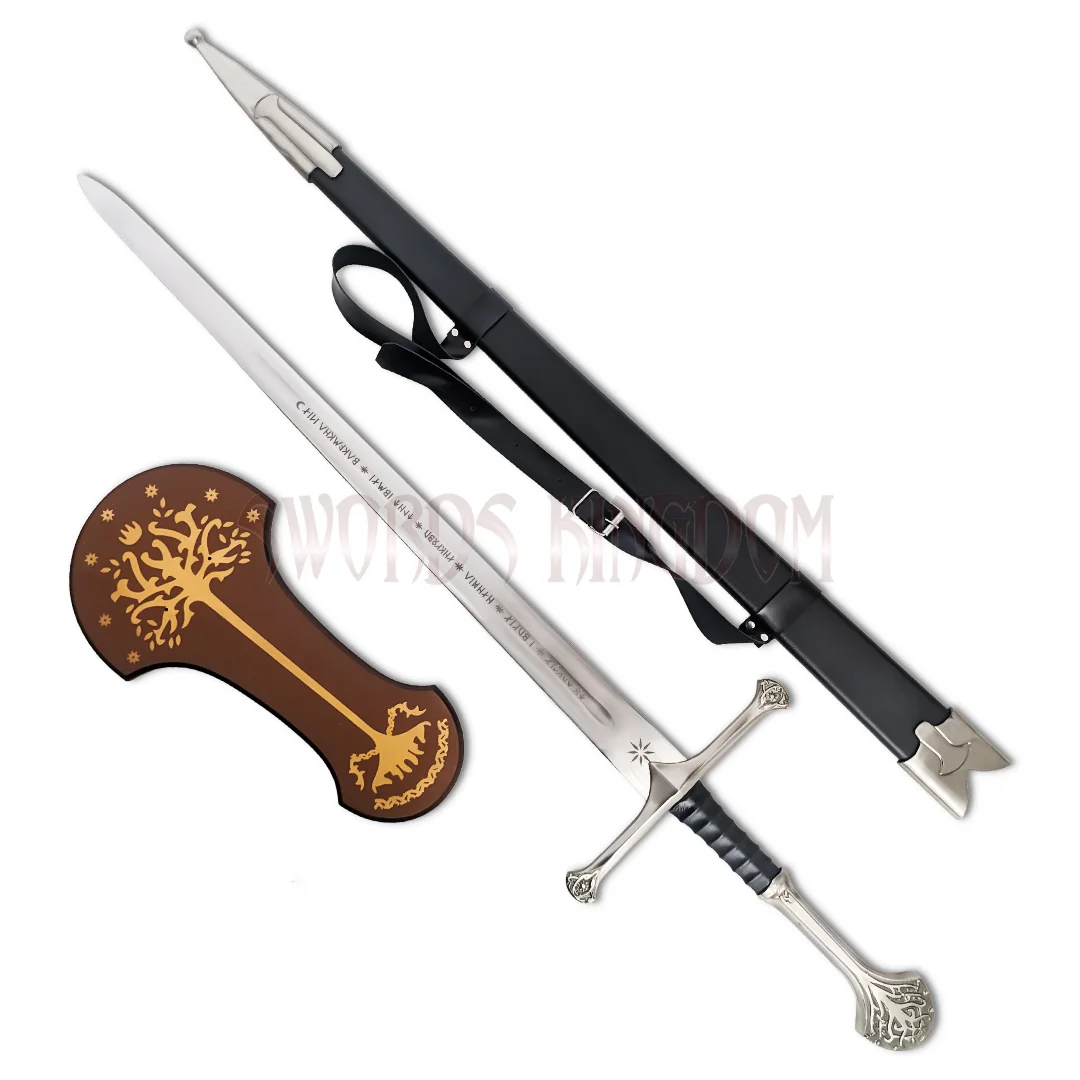 Aragorn Anduril Flame of The West Sword replica with scabbard and wall plaque Aragorn Anduril Flame of The West Sword replica with scabbard and wall plaque