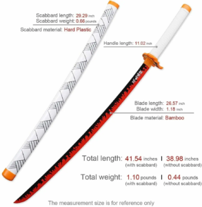Demon Slayer Kyojuro Rengoku Samurai Sword Wooden Katana by Swordskingdom