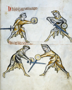 It's not clear if the woman fighting in the book MS I.33 is the famous abbess Saint Walpurgia, or a different person of the same name (Credit: Alamy)