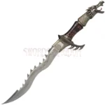 Close-up of the curved Fantasy Dragon Kris Blade with decorative detailing and serrated spine.