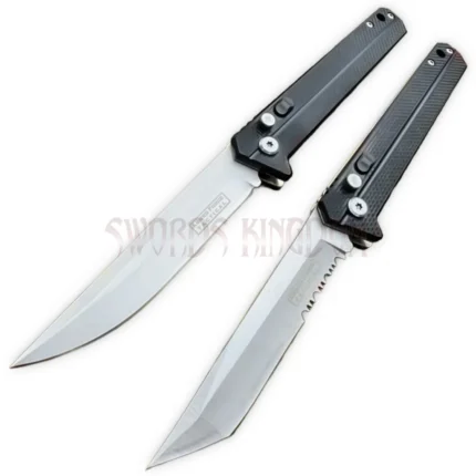 8.75 inch Black Primal automatic switch blade shown open and closed