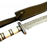 New Custom Damascus Bowie Knife Camel Bone Handle Wonderful Blade 15.6"