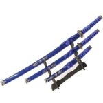 3 Pcs Blue Samurai Japanese Swords Set