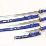 3 Pcs Blue Samurai Japanese Swords Set - Image 3