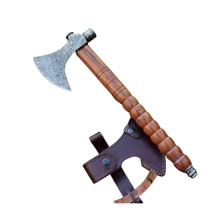 Forged Damascus Steel Viking Tomahawk Axe with Smoking Pipe