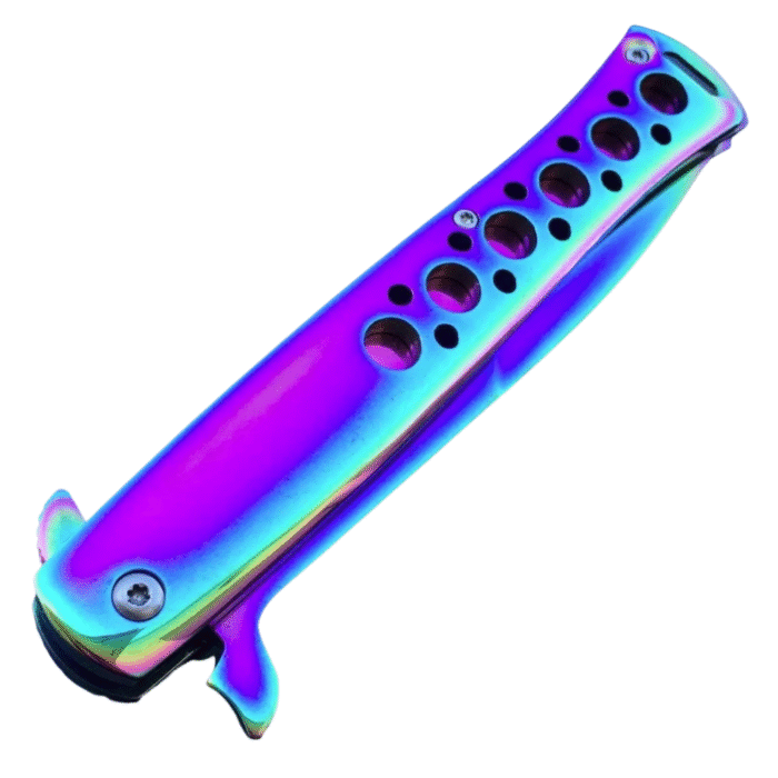 Rainbow Stiletto Pocket 9 Knife Spring Assisted