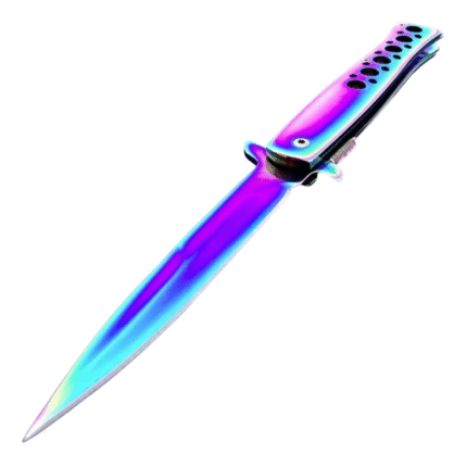 Rainbow Stiletto Pocket 9" Knife Spring Assisted