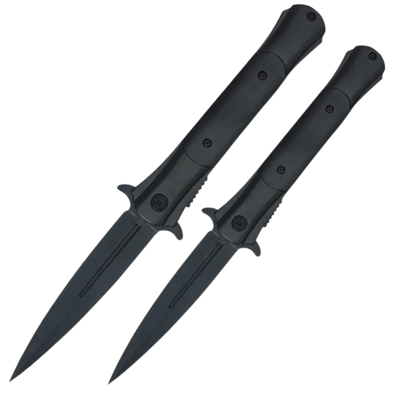 2pc Spring Assisted Folding Stiletto Pocket Knives