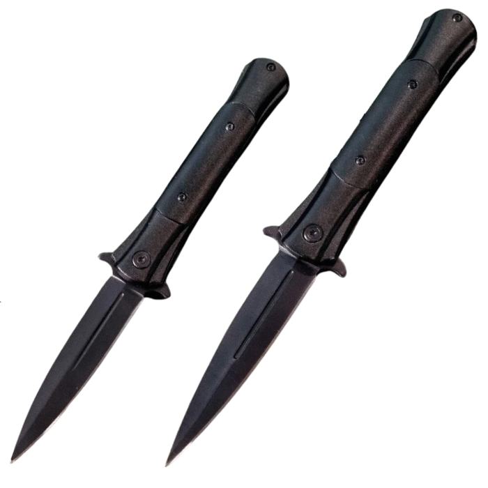 2pc Spring Assisted Folding Stiletto Pocket Knives