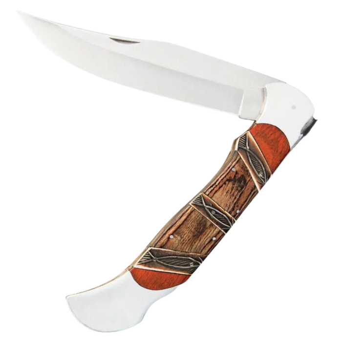 Giant Folding Pocket Knife with Wood Handle - Image 2