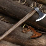 Hand-Forged Viking Axe – Carbon Steel Tomahawk with Leather Sheath for Camping & Collectors