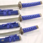 3 Pcs Blue Samurai Japanese Swords Set - Image 4