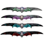 Zombie Skull Dual Blade Folding Pocket Knife with bat wing design