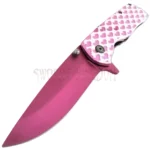 Pink safety combo featuring a stun gun, knife, and spray set