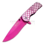 Ladies Hearts spring assisted folding pocket knife with aluminum handle