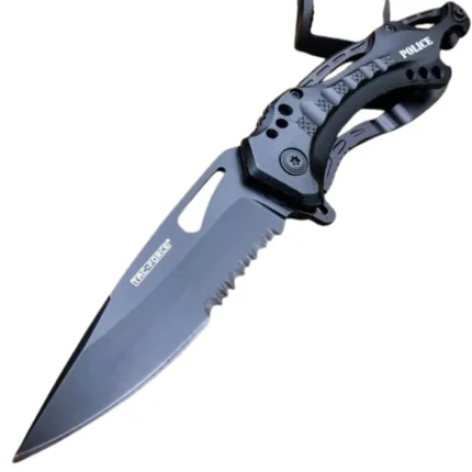 8" Black Tactical Folding Police Spring Assisted Knife