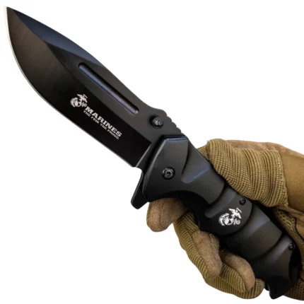 8.75" USMC Marines Tactical Assisted Folding Knife – Black