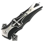 Black Celtic Cross Spring Assisted Stiletto Pocket Knife