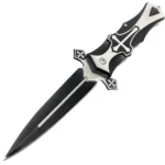 Black Celtic Cross Spring Assisted Stiletto Pocket Knife